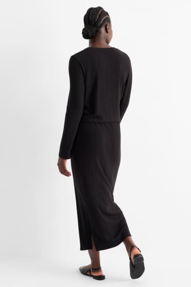 Donna - Set - maglia corta a maniche lunghe e gonna premaman - 2 pezzi       - nero