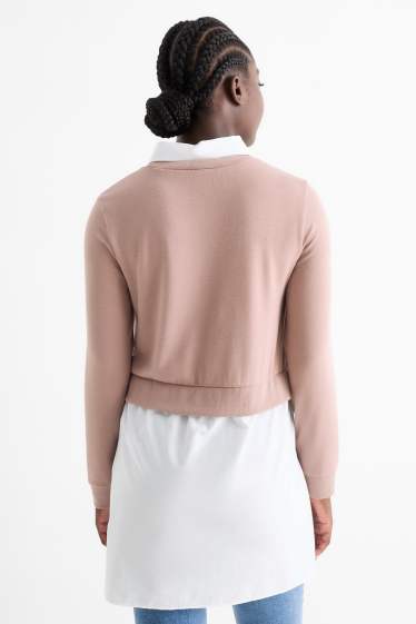 Femmes - Sweat de grossesse - look 2-en-1 - rose