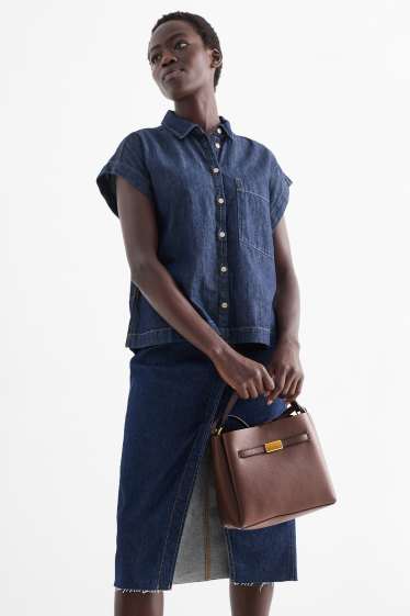 Femmes - Sac à bandoulière - matière synthétique - marron foncé