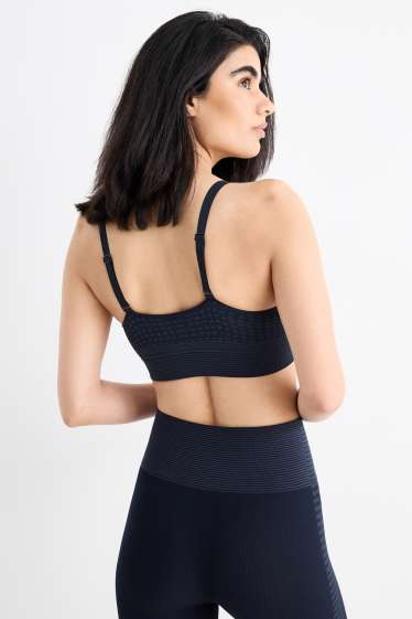 Donna - Reggiseno sportivo - imbottito - senza cuciture - fantasia - blu scuro