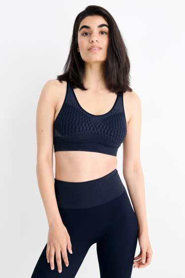 Donna - Reggiseno sportivo - imbottito - senza cuciture - fantasia - blu scuro