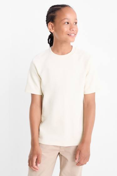 Children Boys - Short sleeve T-shirt - textured - cremewhite