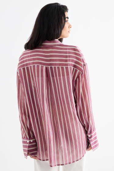 Femmes - Chemisier - à rayures - bordeaux