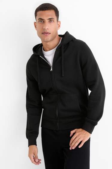 Uomo - Felpa con zip e cappuccio - nero