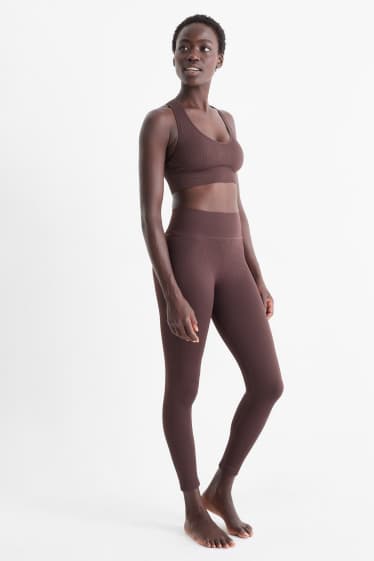 Femei - Colanți funcționali - fără cusături - maro închis