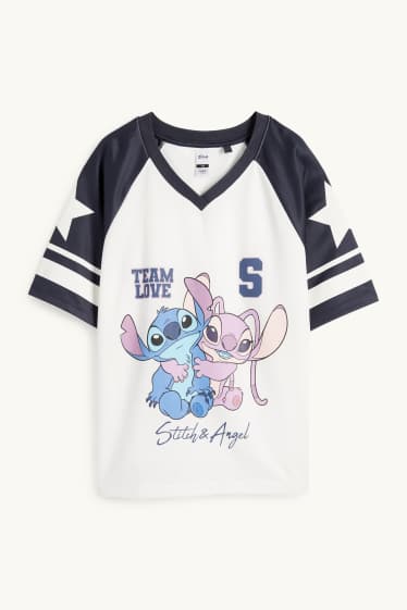 Children Girls - Lilo & Stitch - short sleeve T-shirt - dark blue / white
