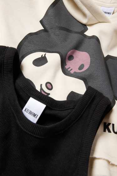 Enfants filles - Kuromi - ensemble - sweat à capuche et top - 2 pièces - beige clair