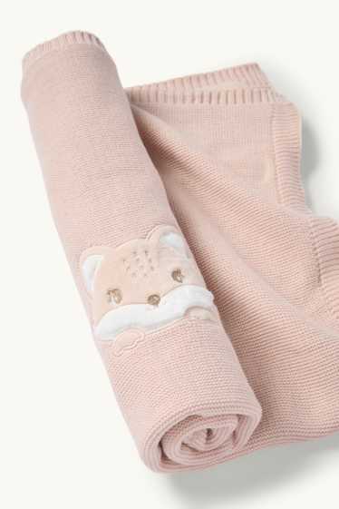 Bébés filles - Renard - couverture pour bébé - 90 x 70 cm - rose
