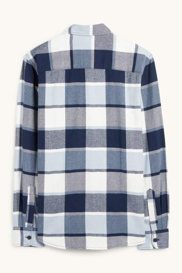 Hommes - Chemise - regular fit - col kent - à carreaux - bleu