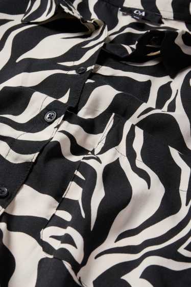 Femmes - Robe-chemisier - à motif - noir / beige