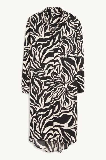Femmes - Robe-chemisier - à motif - noir / beige
