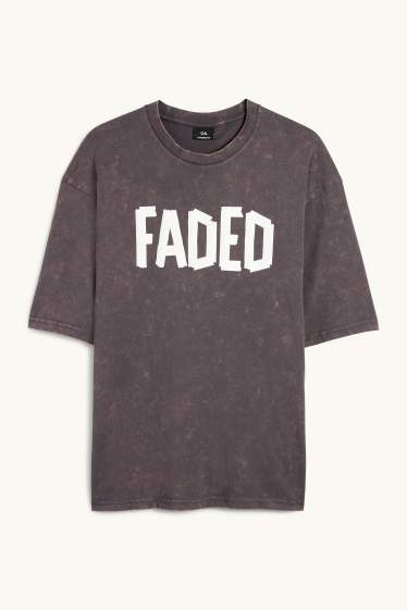 Home - Samarreta de màniga curta - oversized - estampada - gris fosc