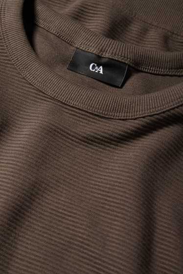 Heren - Sweatshirt - geribd - donkerbruin