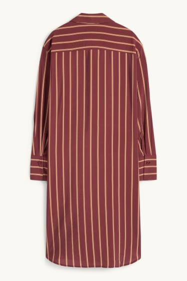 Femmes - Robe-chemisier - à rayures - rouge foncé