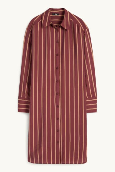 Femmes - Robe-chemisier - à rayures - rouge foncé