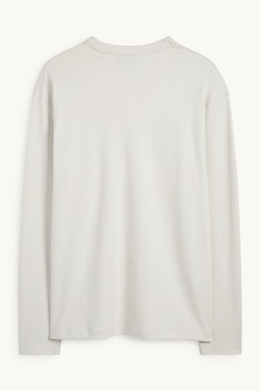 Herren - Langarmshirt - cremeweiss