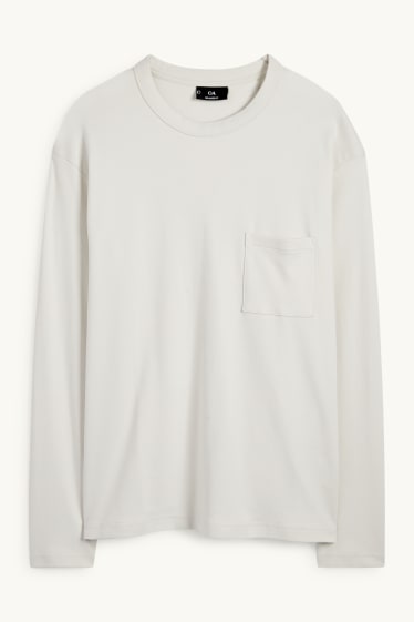 Herren - Langarmshirt - cremeweiss