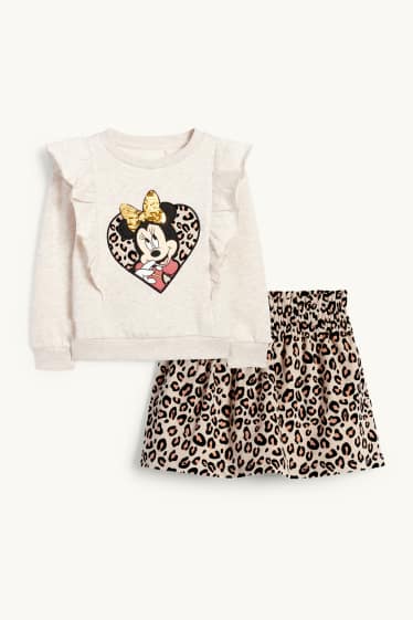 Bambine - Minnie - set - felpa e gonna di velluto a coste - 2 pezzi - beige chiaro
