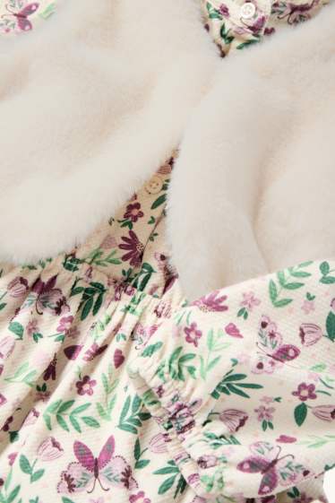 Children Girls - Set - dress, faux fur waistcoat and tights - 3 piece - violet