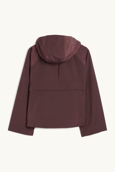 Dames - Jas met capuchon - donkerrood