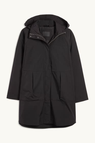 Dames - Parka met capuchon - zwart