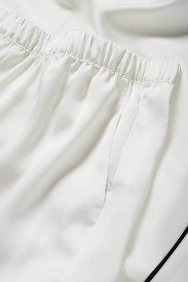 Dames - Satijnen pyjamabroek - wit