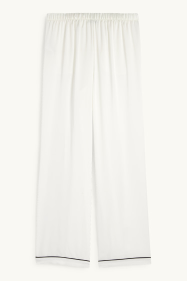 Dames - Satijnen pyjamabroek - wit