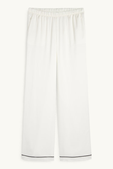 Dames - Satijnen pyjamabroek - wit