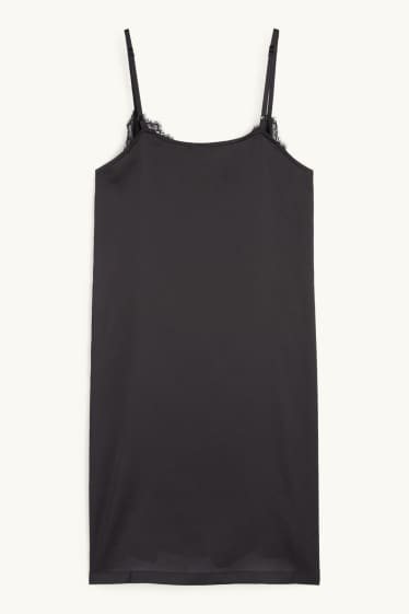 Donna - Camicia da notte di raso - nero