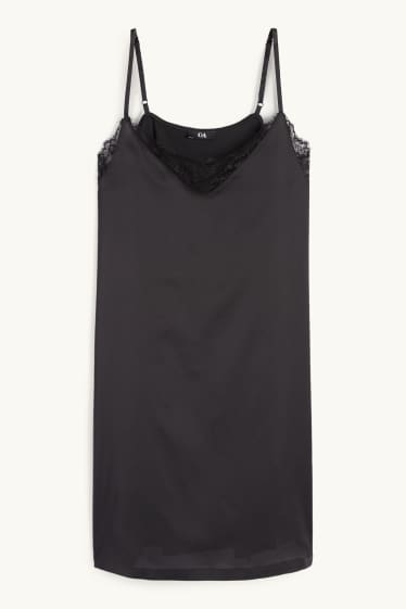 Donna - Camicia da notte di raso - nero