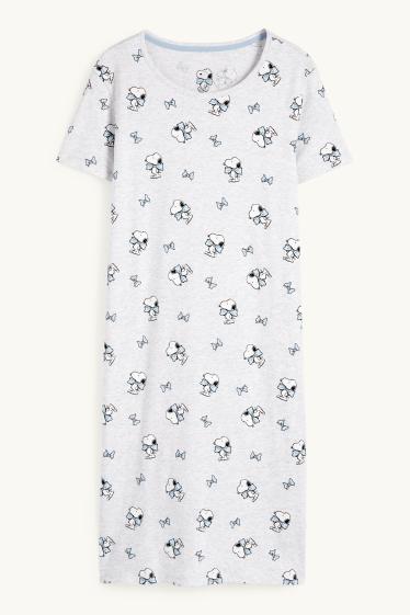Damen - Nachthemd - Peanuts - hellgrau-melange