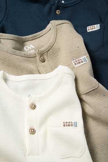 Bebeluși - băieți - Multipack 3 buc. - tricou cu mânecă lungă bebeluși - structurat - albastru închis