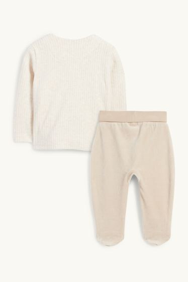 Unisexe - Ourson - tenue nouveau-né - 2 pièces - beige