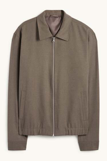 Herren - Baukasten-Flanell-Hemdjacke - Regular Fit - Stretch - taupe