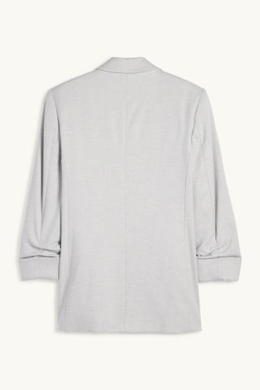 Femmes - Blazer long - regular fit - texturé - gris clair