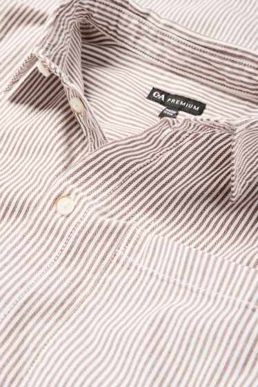 Kinderen: jongens - Overhemd - gestreept - bruin / crème wit