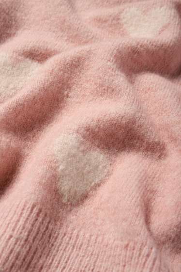 Kinder Mädchen - Herz - Pullover - rosa