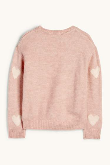 Kinder Mädchen - Herz - Pullover - rosa