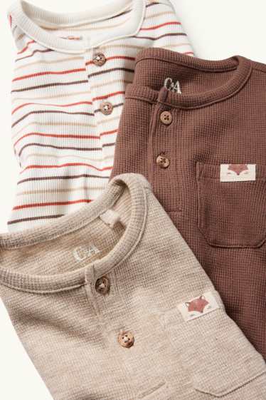 Bebeluși - băieți - Multipack 3 buc. - vulpe - tricou cu mânecă lungă bebeluși - maro / bej