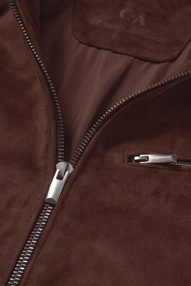 Herren - Bikerjacke - Velourslederimitat - braun