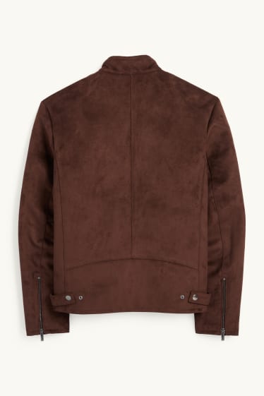 Herren - Bikerjacke - Velourslederimitat - braun