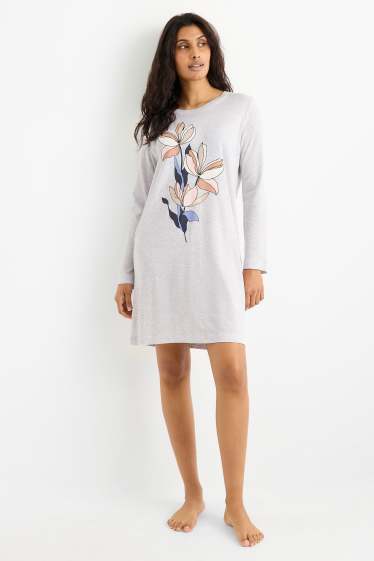 Dames - Nachthemd - licht grijs-mix