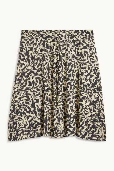 Damen - Rock - gemustert - schwarz / beige