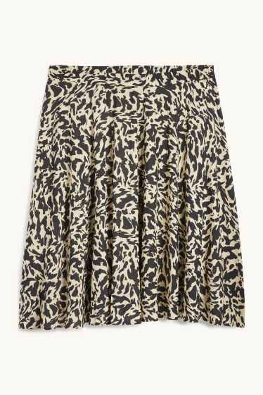 Damen - Rock - gemustert - schwarz / beige