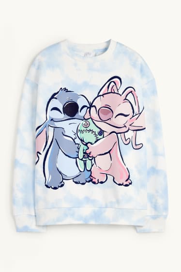 Kinder Mädchen - Lilo & Stitch - Sweatshirt - gemustert - weiss / hellblau