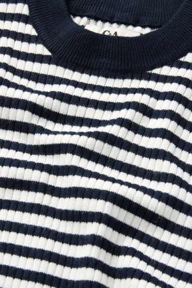 Dona - Samarreta de màniga llarga - de canalé - de ratlles - blau fosc / blanc
