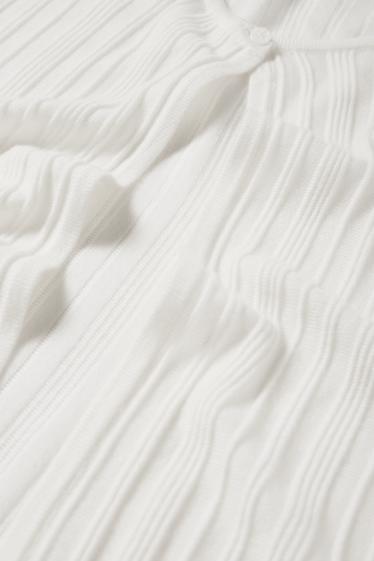 Mujer - Cárdigan - de canalé - blanco roto