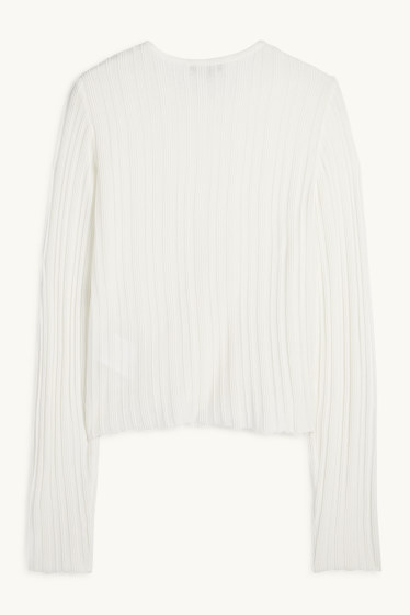 Mujer - Cárdigan - de canalé - blanco roto