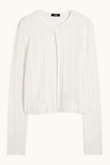 Mujer - Cárdigan - de canalé - blanco roto