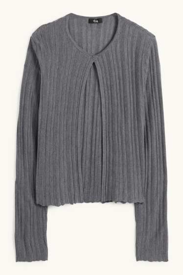 Dona - Jaqueta de punt - acanalada - gris